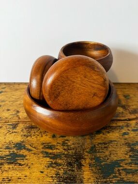 Handcrafted Wooden Bowls - Warm Brown Serving Set